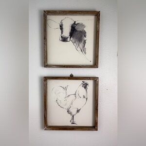Rustic Farmhouse Animal Sketch Wall Art Set